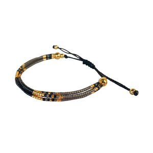 Pulsera miyuki 4  strips negra