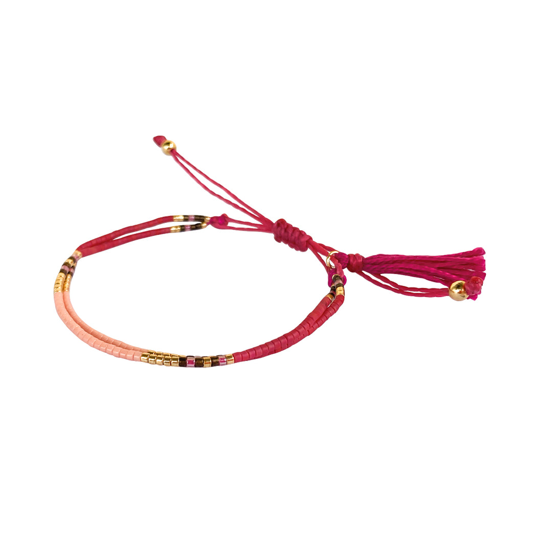 Pulsera miyuki doble fucsia